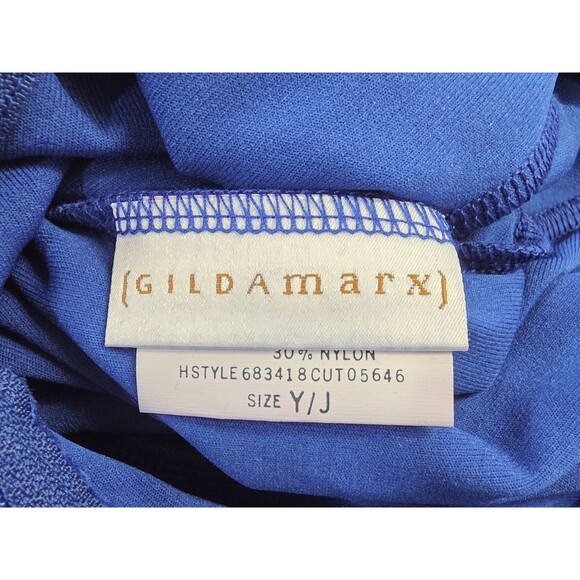 Gilda Marx VTG High Neck Skirted Velvet Royal Blue Dance Leotard Adult XS (Y/J) - Picture 12 of 16